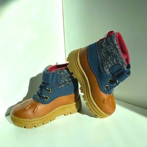 Toddler Blue/Brown Winter Boots Size 5 med